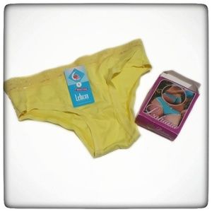 Yellow Ladies Lace Cotton Briefs-Small